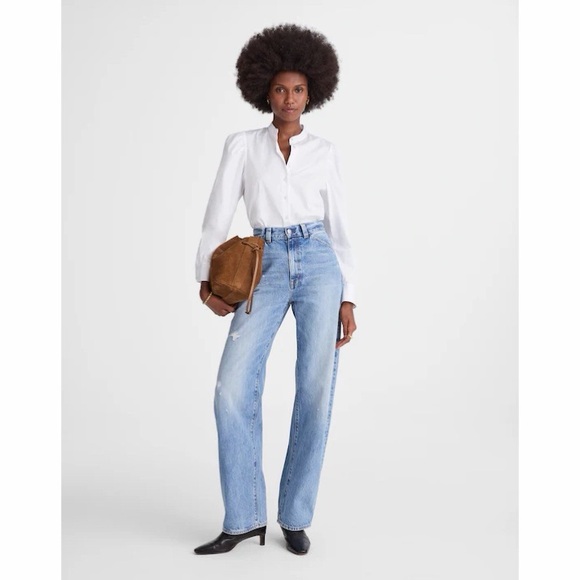 NWT! Madewell - Puff-Sleeve Button-Up Shirt - White - Size Extra Small (XS) - Picture 2 of 8